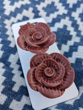 Ruby Ceramic Rose Sculpted Knob Drawer Pulls - 2 in Red Urban Outfitters Home